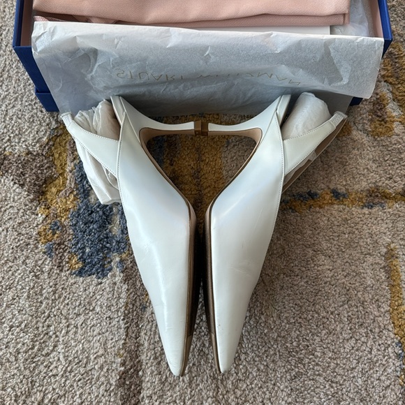 Stuart Weitzman Avianna White Leather Slingback Pump - Picture 4 of 10